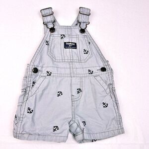 OshKosh B’gosh 6 Months Baby Boys Embroidered Anchors Grey Short-all Nautical
